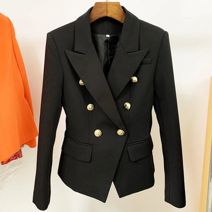 Women's Classic Double Breasted Blazer with Metal Buttons