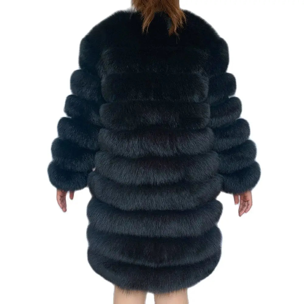 4in1 Women Fox Fur Coat Winter Outerwear