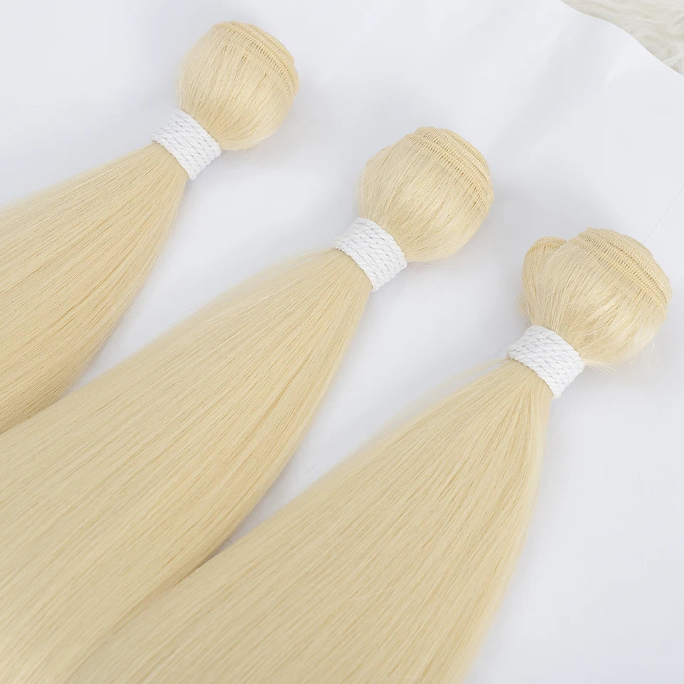 Bone Straight Synthetic Hair Bundles Yaki Weaving
