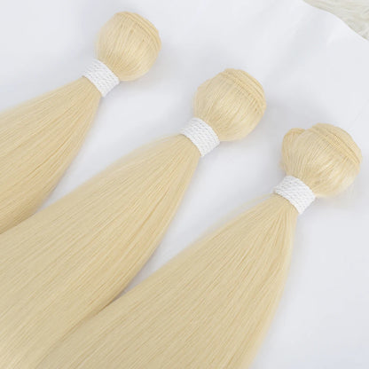 Bone Straight Synthetic Hair Bundles Yaki Weaving