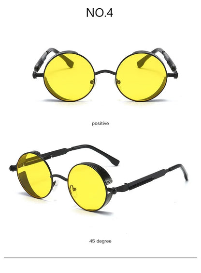 Metal Punk Round Sunglasses for Men and Women
