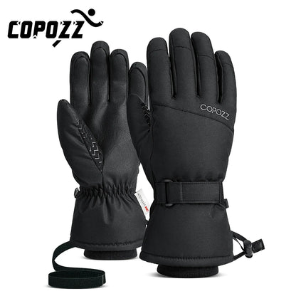 Copozz Waterproof Ultralight Winter Ski Gloves Black White