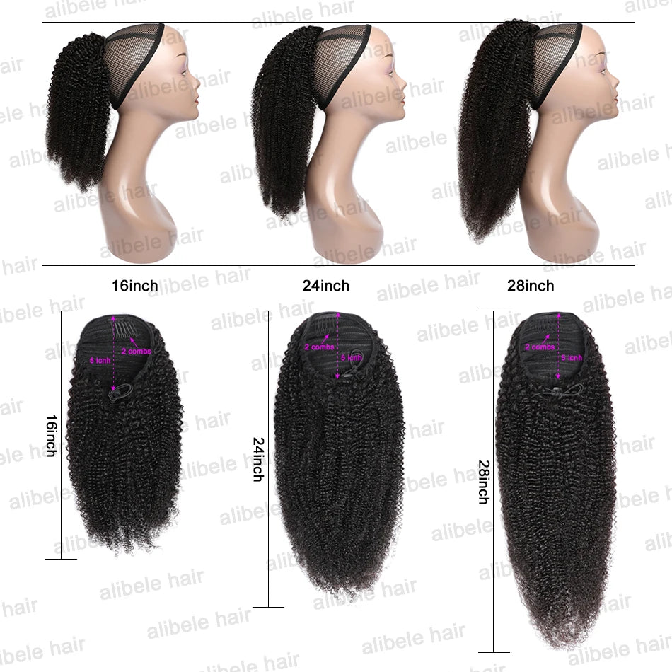 Mongolian Afro Kinky Curly Clip-In Ponytail Extension