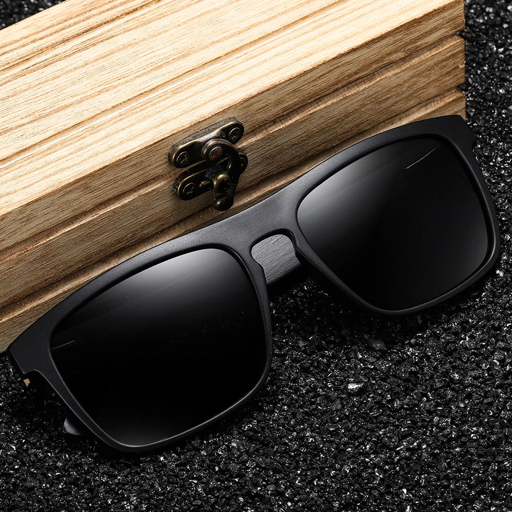 Black Wooden Polarized Sunglasses for Men