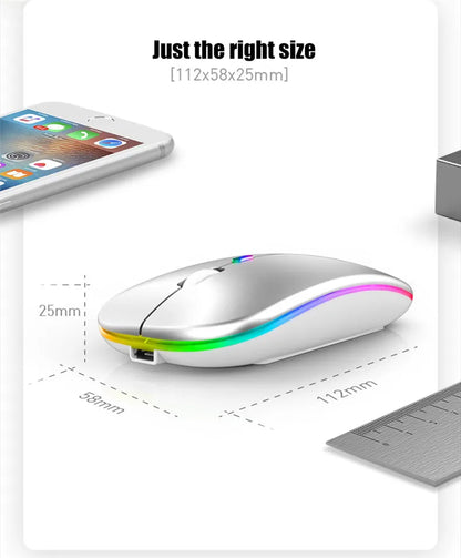 LED Wireless Mouse USB Rechargeable Bluetooth RGB
