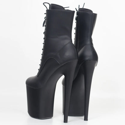20CM High Heels Platform Ankle Boots Lace Up