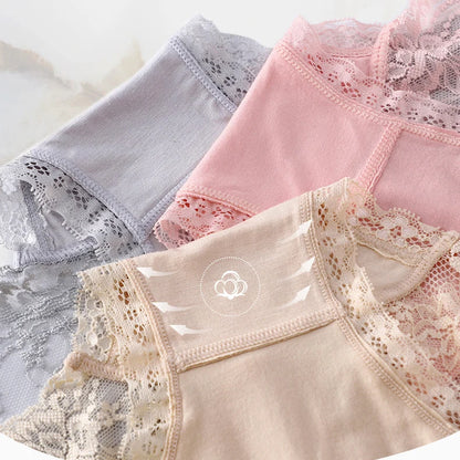 7Pcs Women's Lace Transparent Cotton Briefs Plus Size