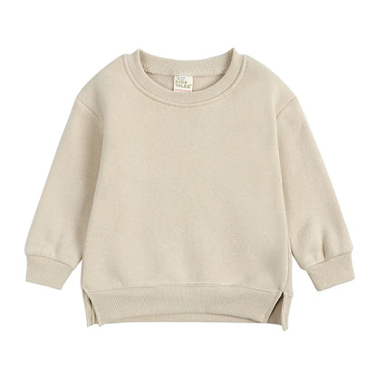 Kids Hooded Sweatshirt Cotton Solid Top for Girls