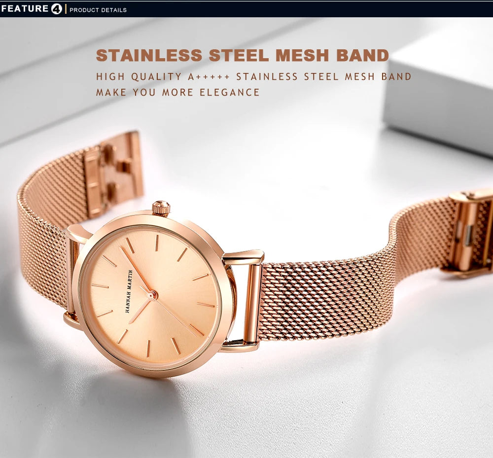 Hannah Martin Women 36mm Rose Gold Quartz Watch