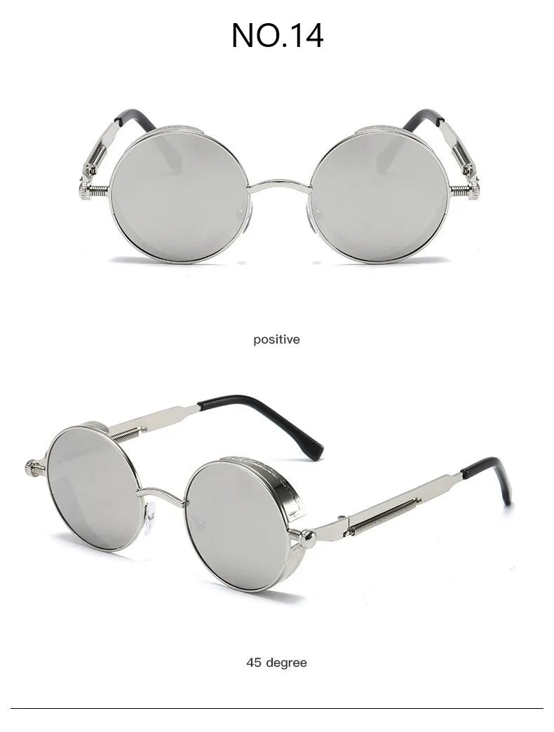 Metal Punk Round Sunglasses for Men and Women
