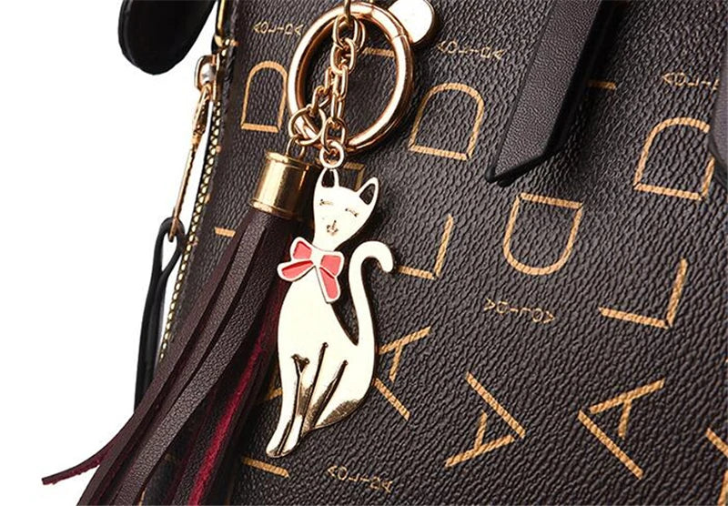 PU Leather Tassel Handbag for Women Large Capacity Tote