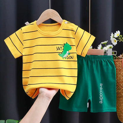 Kids Cotton Cartoon T-Shirt and Shorts Set