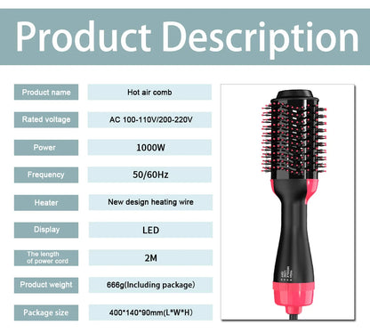 LISAPRO 3 In 1 Hot Air Brush Hair Dryer and Volumizer