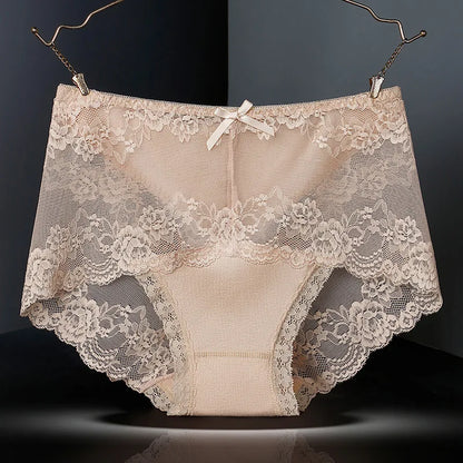 7Pcs Women's Lace Transparent Cotton Briefs Plus Size