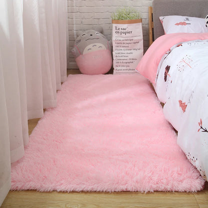 Pink Fluffy Polyester Carpet for Children's Room