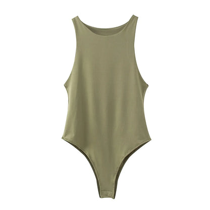 Summer Solid Sexy Bodycon Women Bodysuit Green Slim