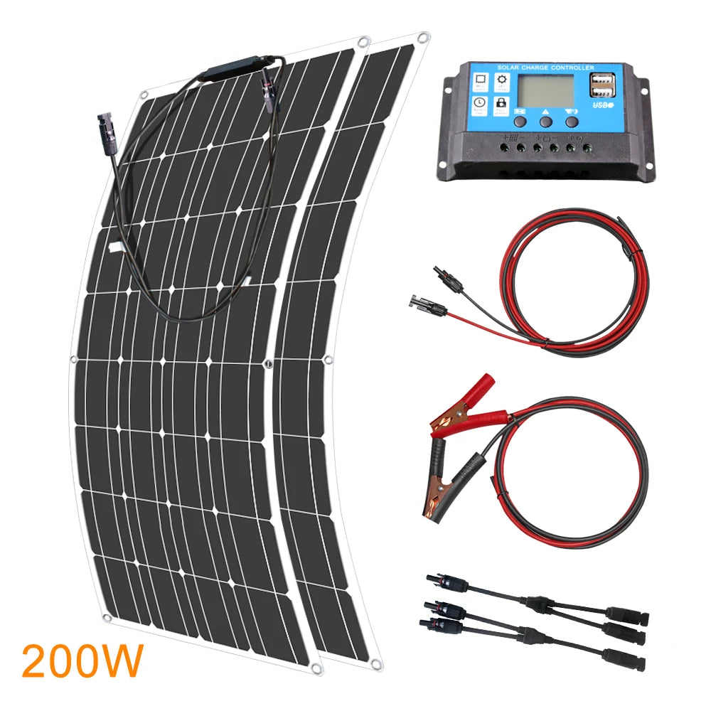 ASUNERGE 12V Flexible Monocrystalline Solar Panel 100W