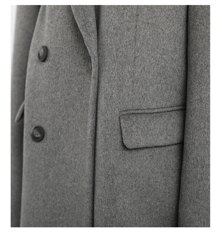 Wool Blend Mid Long Blazer Coat for Women