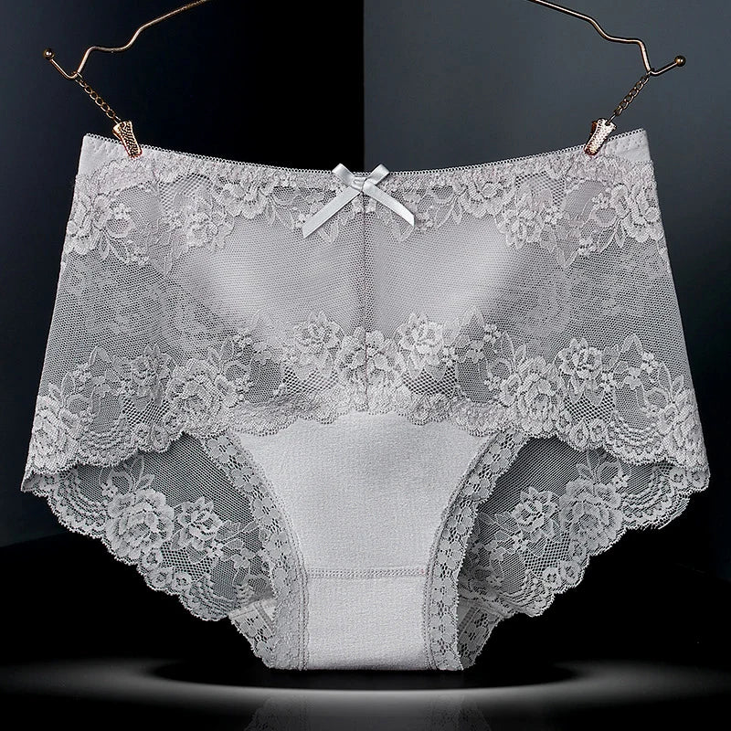7Pcs Women's Lace Transparent Cotton Briefs Plus Size