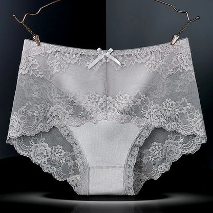 7Pcs Women's Lace Transparent Cotton Briefs Plus Size
