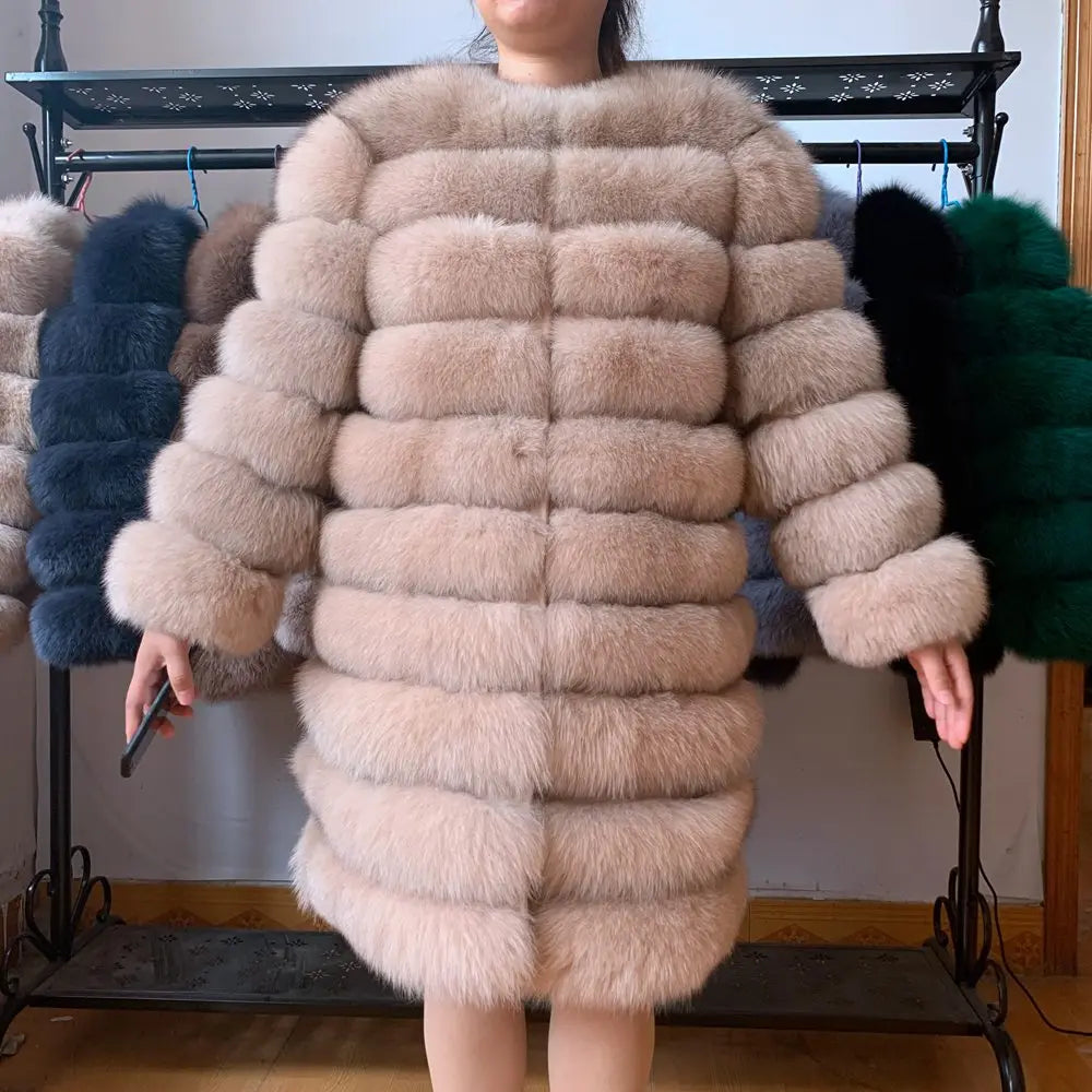 4in1 Women Fox Fur Coat Winter Outerwear