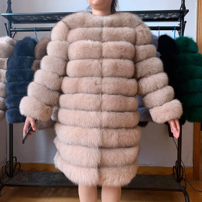 4in1 Women Fox Fur Coat Winter Outerwear