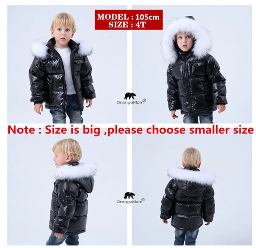 Black Down Winter Parka Jacket for Boys and Girls