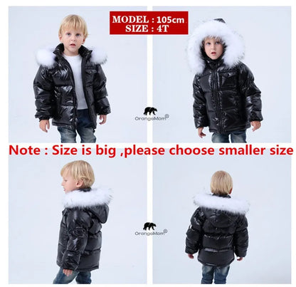Black Down Winter Parka Jacket for Boys and Girls