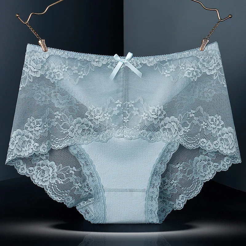 7Pcs Women's Lace Transparent Cotton Briefs Plus Size