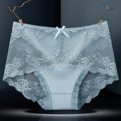 7Pcs Women's Lace Transparent Cotton Briefs Plus Size