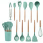 Silicone Kitchen Utensils Set with Wooden Handles