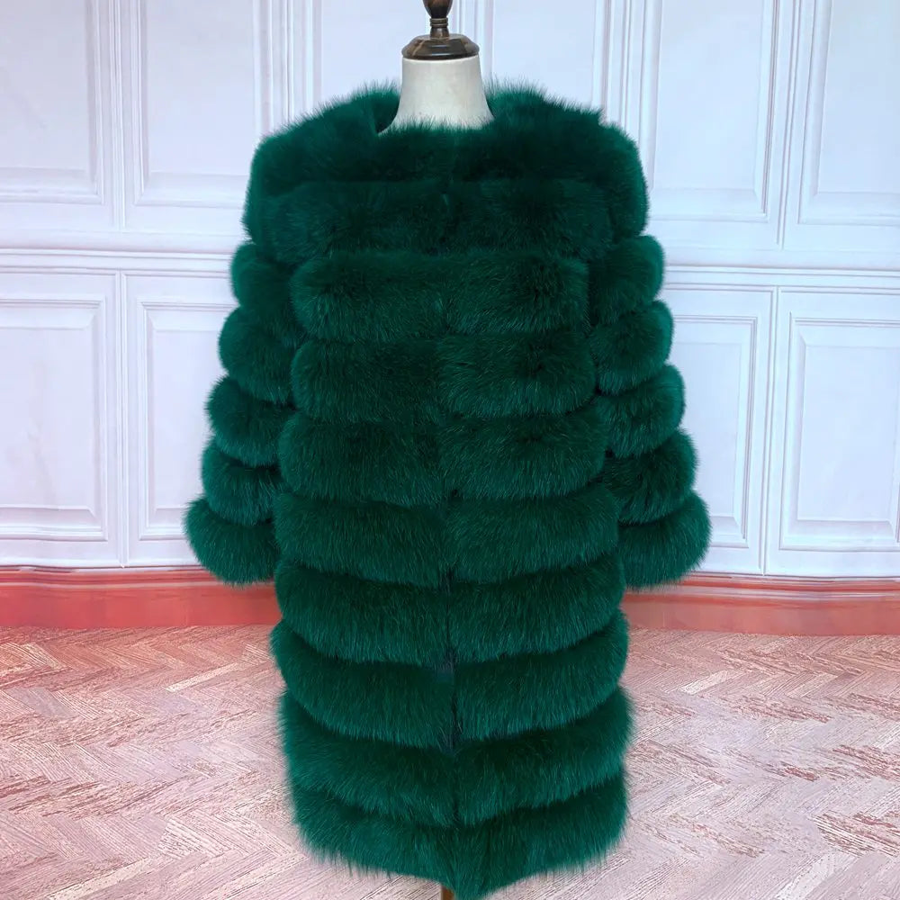 4in1 Women Fox Fur Coat Winter Outerwear
