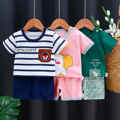 Kids Cotton Cartoon T-Shirt and Shorts Set