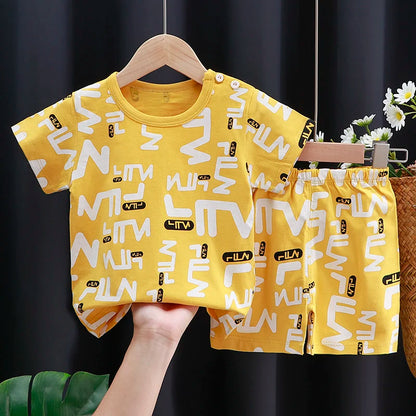 Kids Cotton Cartoon T-Shirt and Shorts Set