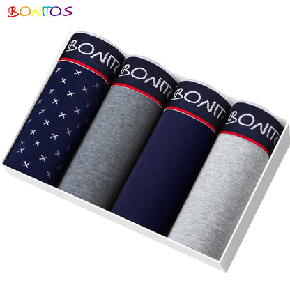 4pcs Cotton Boxer Shorts for Men Soft Underwear Set