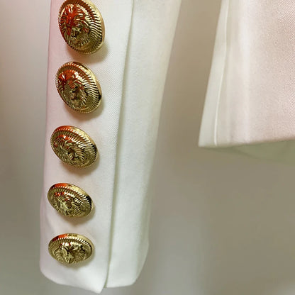 Women's Classic Double Breasted Blazer with Metal Buttons