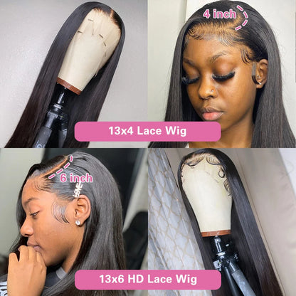 Hd Lace Frontal Wig 30 Inch Bone Straight Human Hair