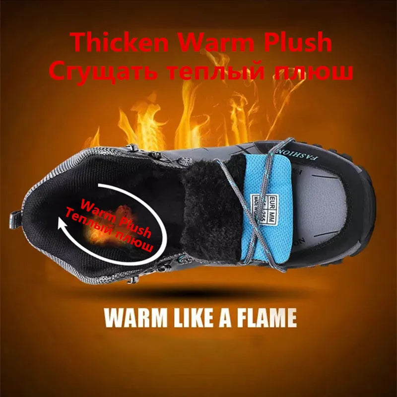 Men's Waterproof Leather Snow Boots Size 39-47