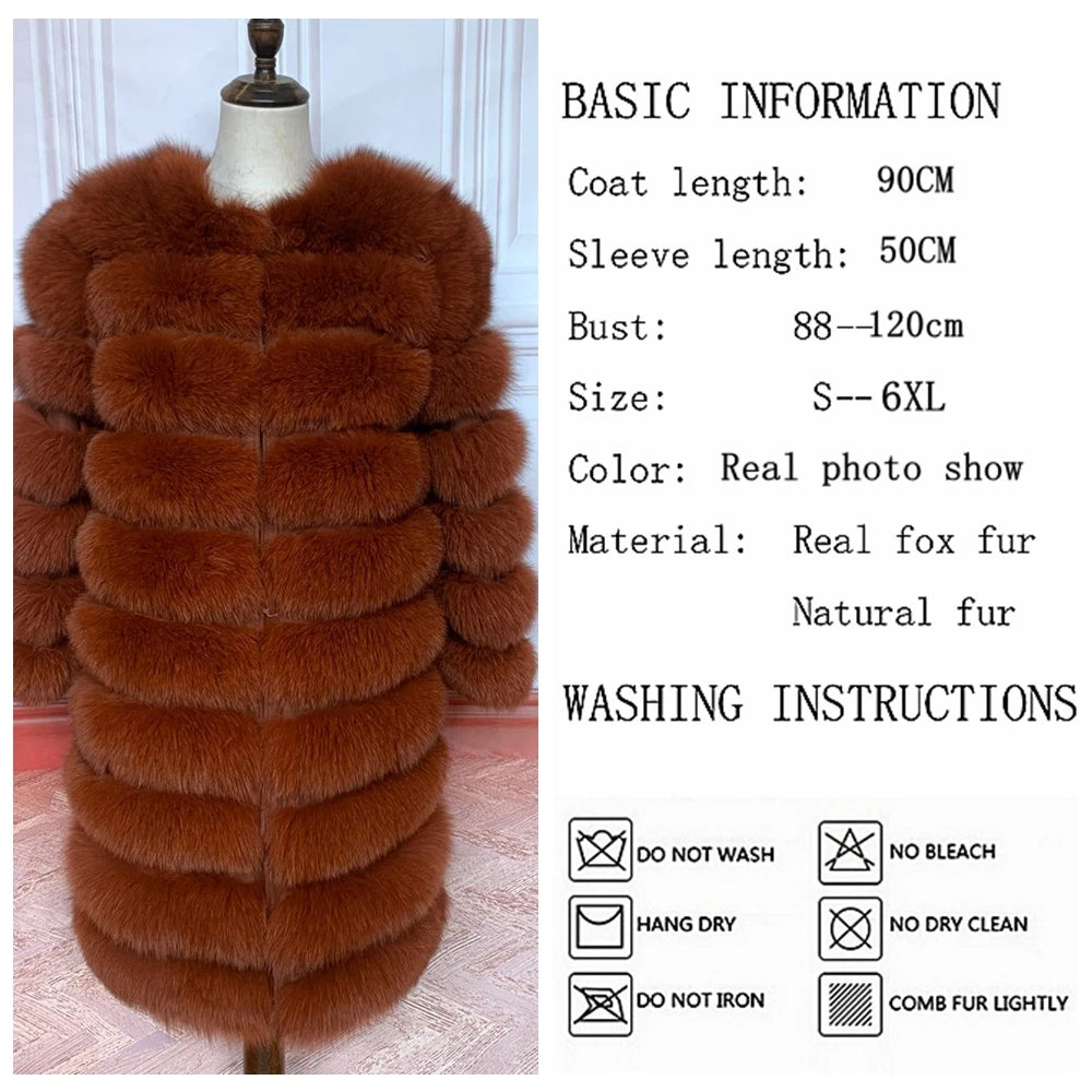 4in1 Women Fox Fur Coat Winter Outerwear