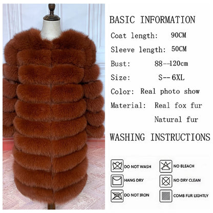 4in1 Women Fox Fur Coat Winter Outerwear