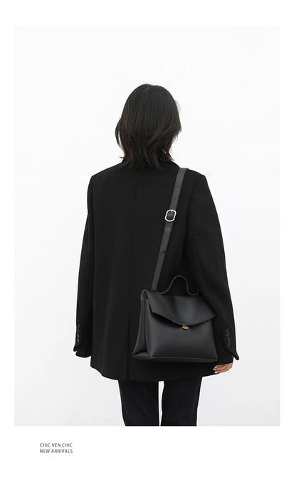 Wool Blend Mid Long Blazer Coat for Women