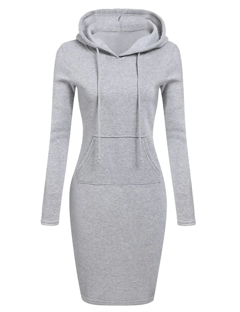 Hooded Sweatshirt Dress for Women in Polyester