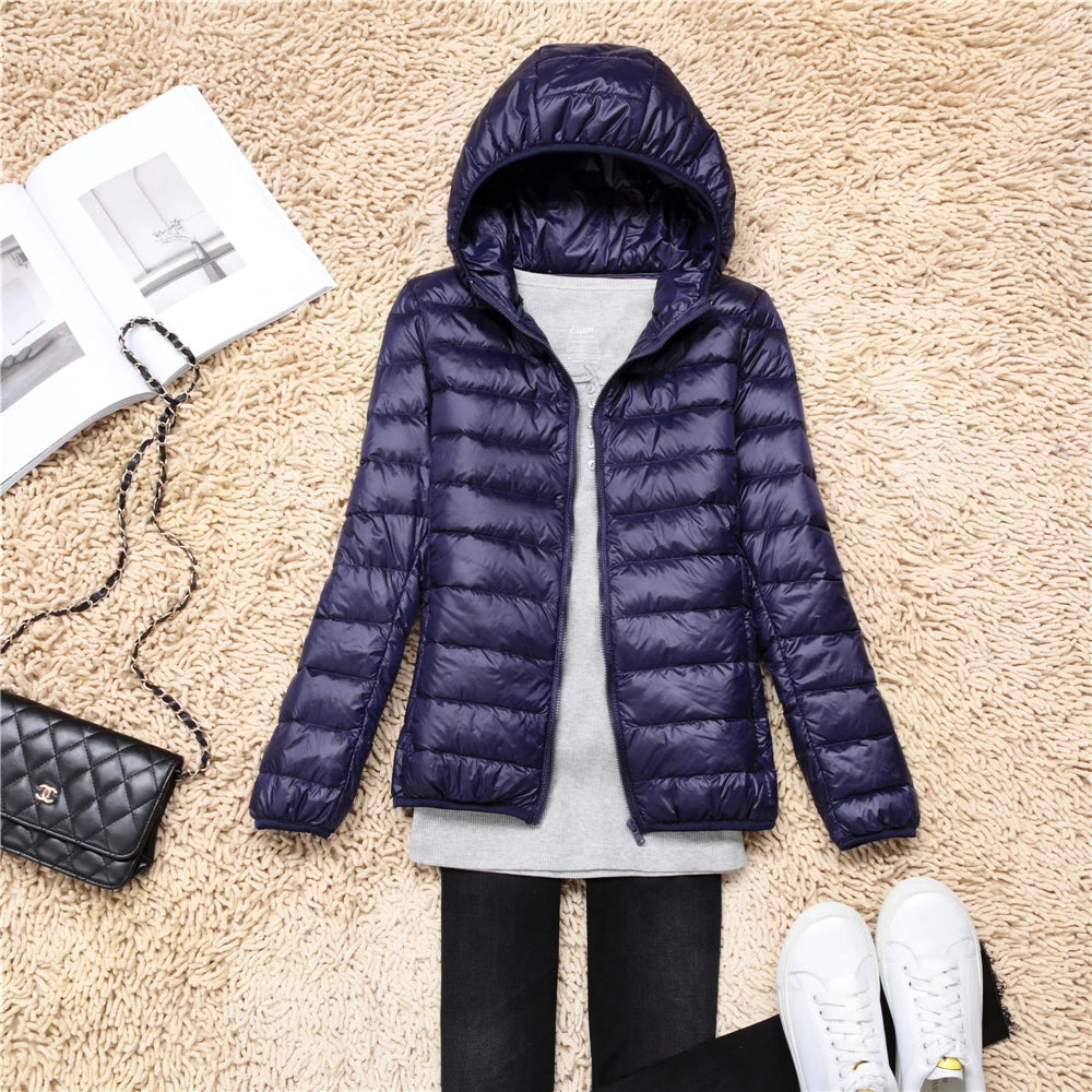 Women Hooded Puffer Jacket Plus Size Lightweight