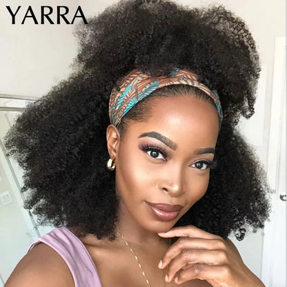 Afro Kinky Curly Headband Wig 180% Density Brazilian Hair