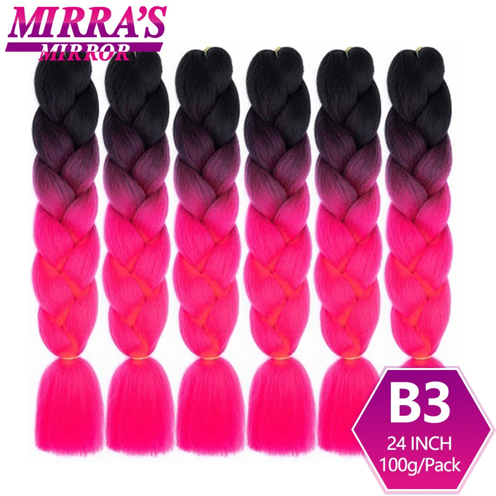 24 Inch Jumbo Braiding Hair Extensions Synthetic Ombre