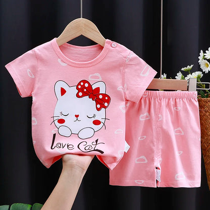 Kids Cotton Cartoon T-Shirt and Shorts Set