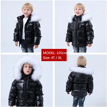 Black Down Winter Parka Jacket for Boys and Girls