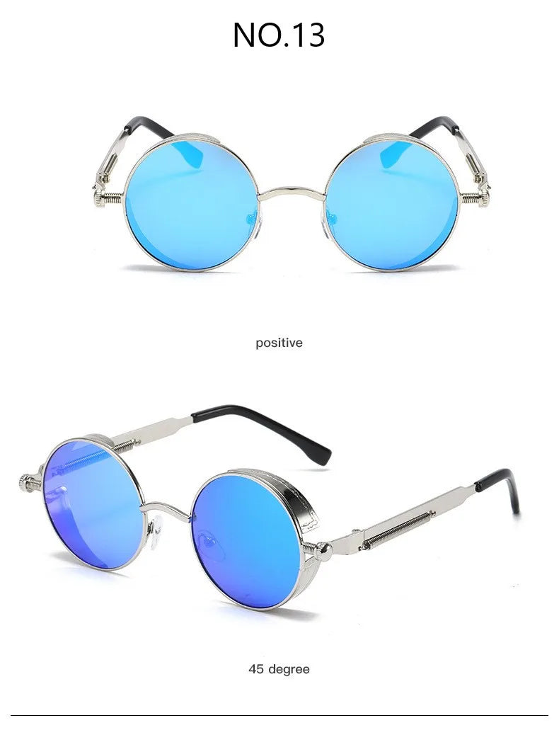 Metal Punk Round Sunglasses for Men and Women