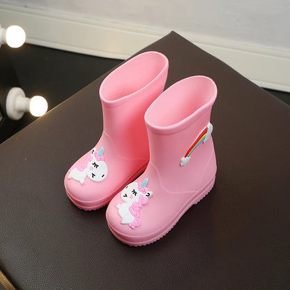 Kids Waterproof PVC Rain Boots with Unicorn Design