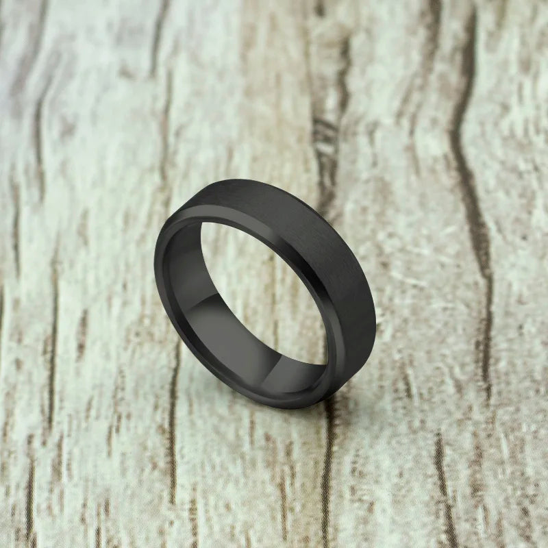 Black Classic Titanium Steel Ring for Men